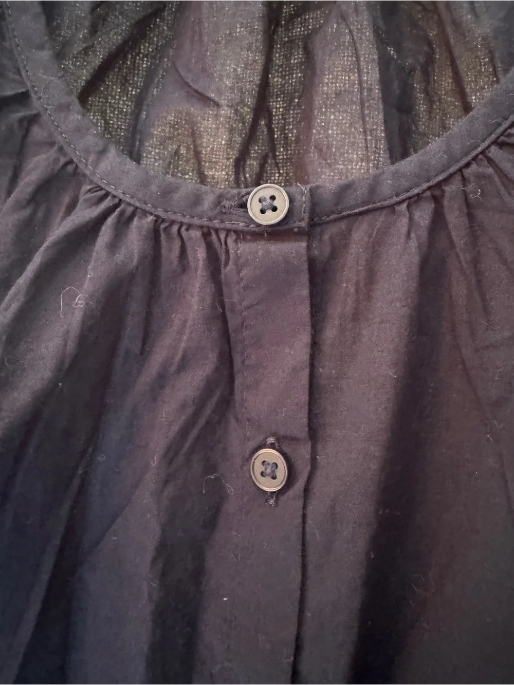 NWT Old Navy Navy Scoop-Neck Puff-Sleeve Button Blouse Size Large 100% Cotton